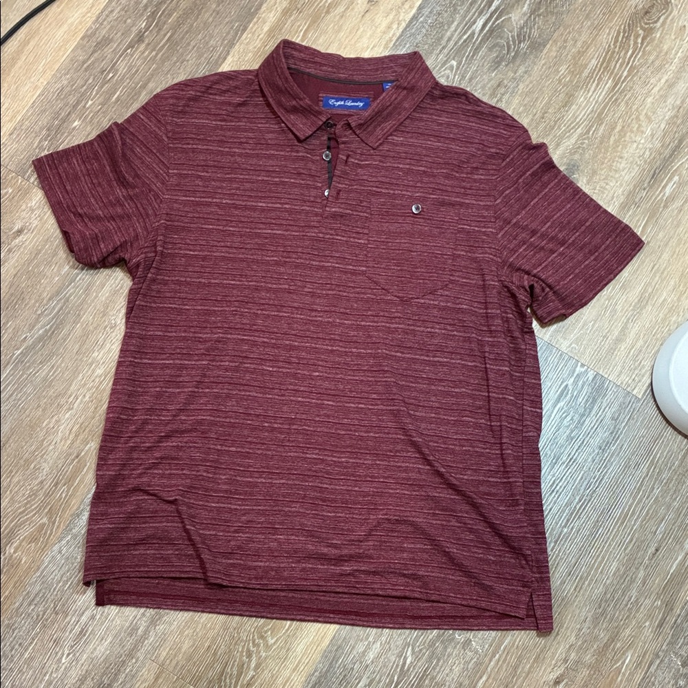 English Laundry Men’s Striped Polo - Maroon